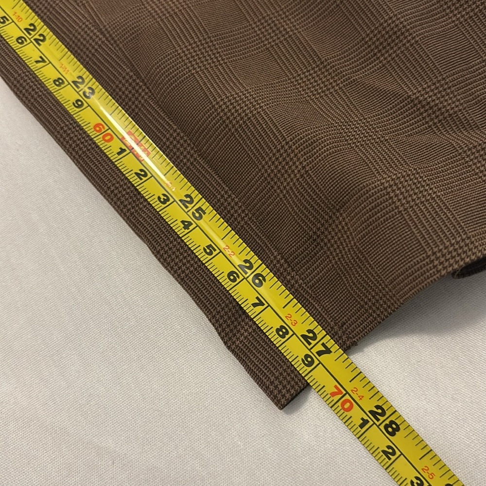 Athleta Skyline Pant Paperbag Waist Belted Pants SZ 8 athleisure brown plaid - Picture 9 of 14